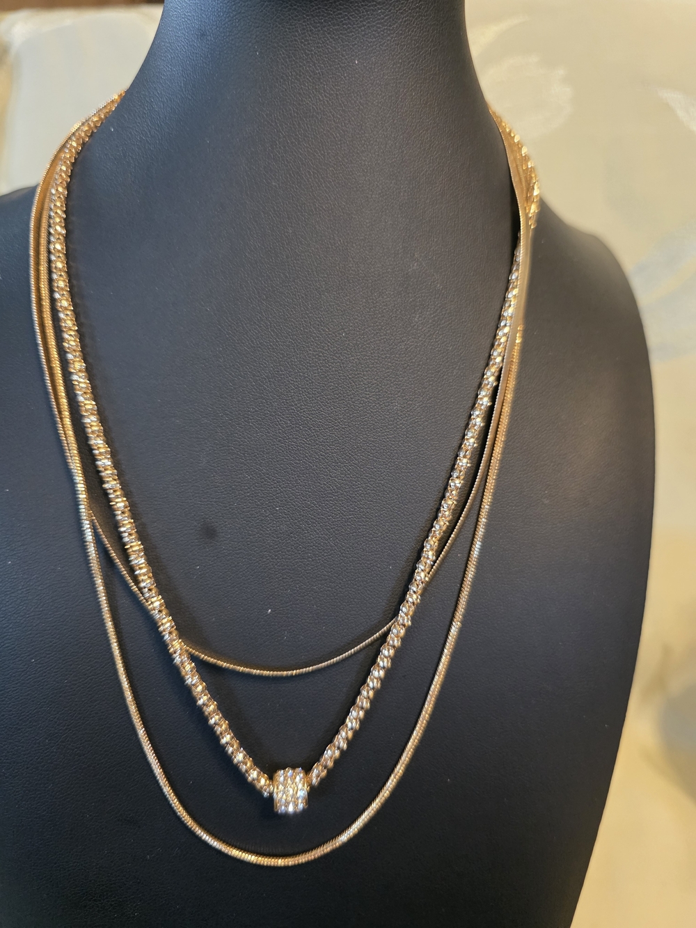 #518 Gold-Tone Layered Pendant Necklace - Elegant Women’s Jewelry